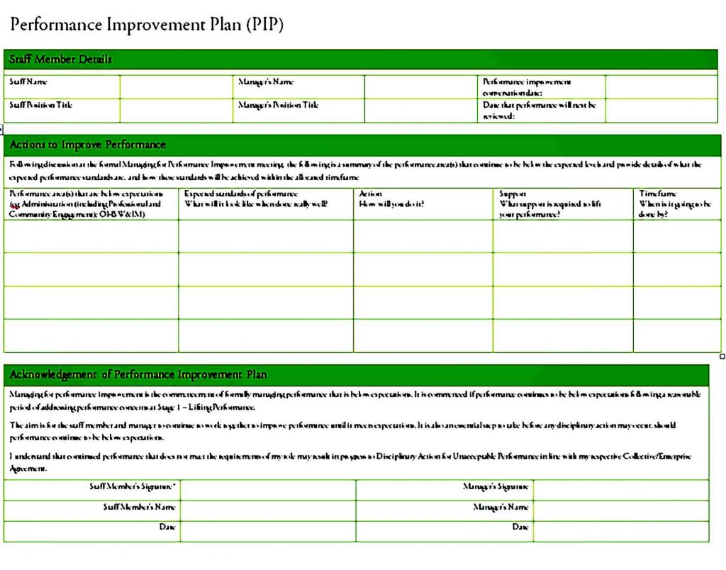 performance improvement plan template 21