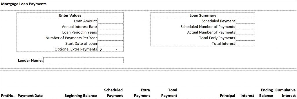 Template Mortgage Loan Schedule Excel Format Sample