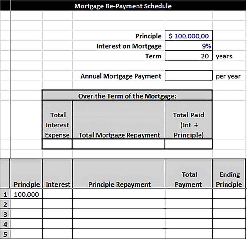 Template Mortgage Re Payment Schedule in Excel Sample