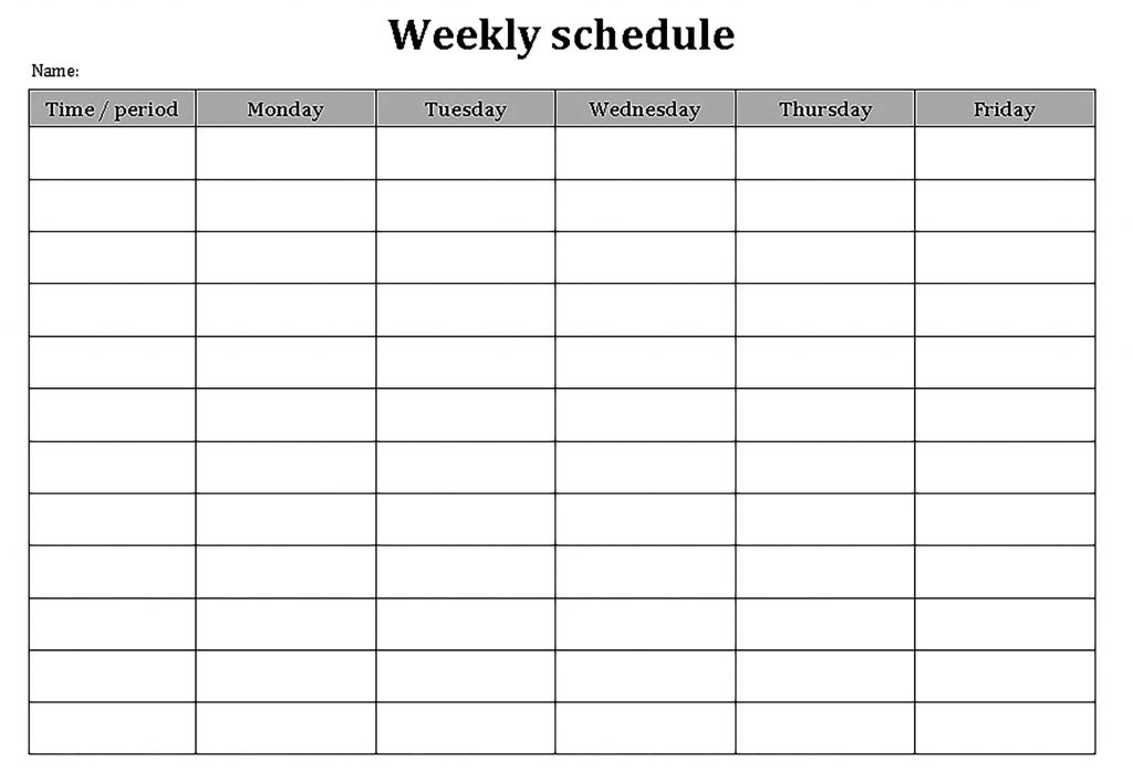Template Weekly Schedule in Word Format Sample