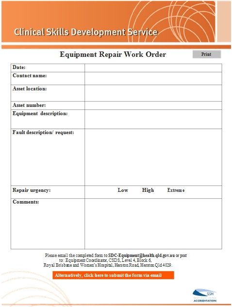 Templates Equipment Repair Work Order Example