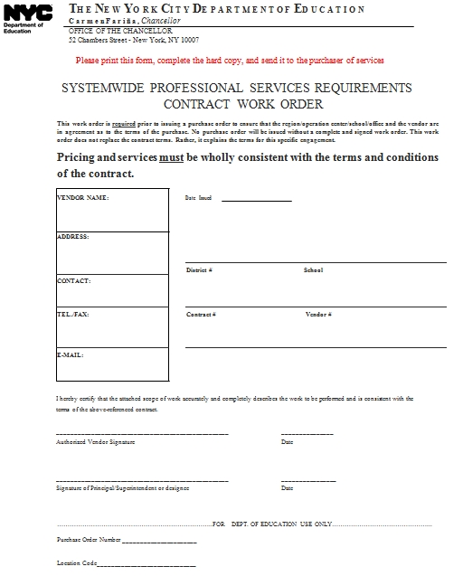 Templates Professional Service Work Order 1 Example