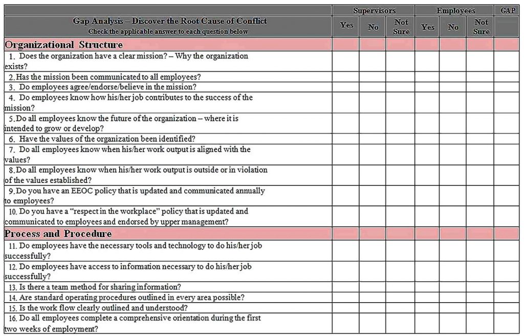 Templates for Organizational Gap Analysis Sample