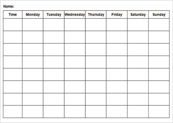 Templates Weekly Itinerary Word Example