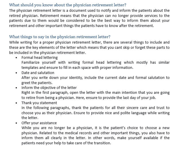 135 What should you know about the physician retirement letter
