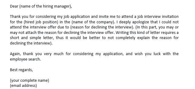 185 Is it okay to decline an interview letter