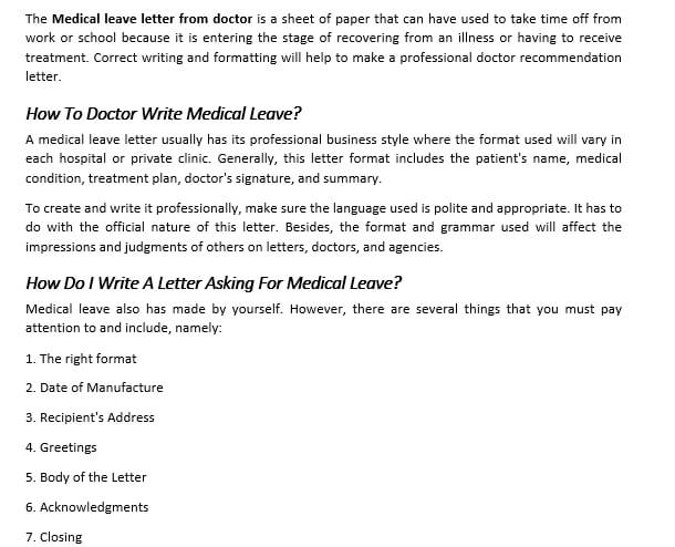 Artikel 18 Medical Leave Letter from Doctor